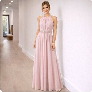 Long Blush Pink Chiffon Gown